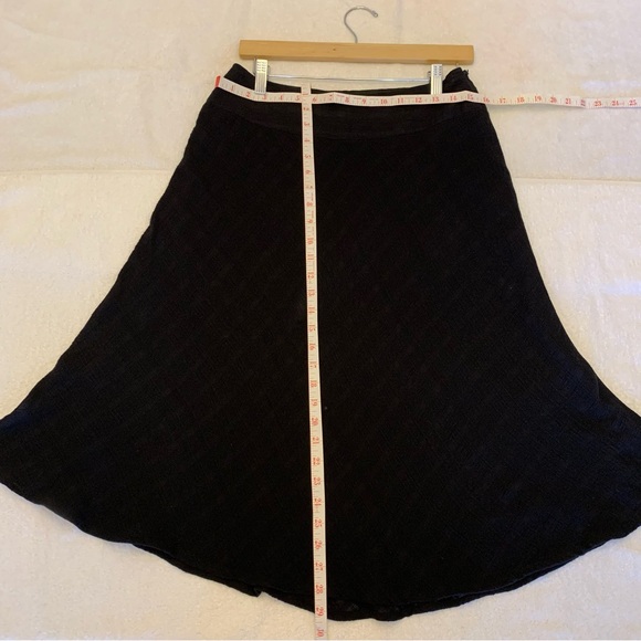 Jones Wear Black Flare Midi Skirt 100% Cotton with Liner and Side Zipper Size 4 - Picture 2 of 4